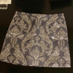 Metallic paisley mini skirt